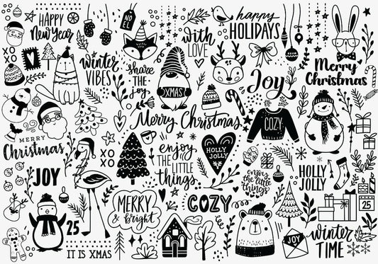 Black n white Christmas  ( Instant Transfer Sheets )