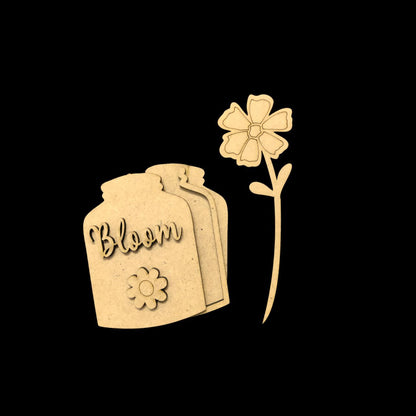 Bloom - Flower Vase (MDF Fridge Magnet Base )