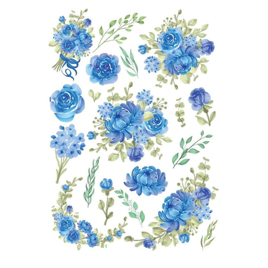 Blue Floral  ( Instant Transfer Sheets )