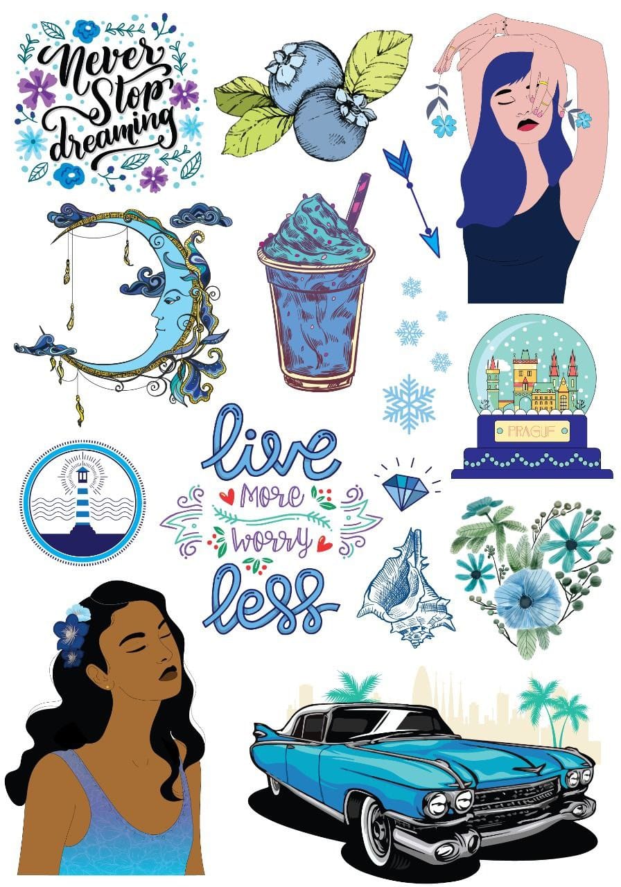 Blue  ( Instant Transfer Sheets )