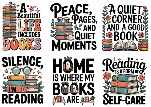 Book Quotes - Press N Peel Stickers (UV DTF) Size A6