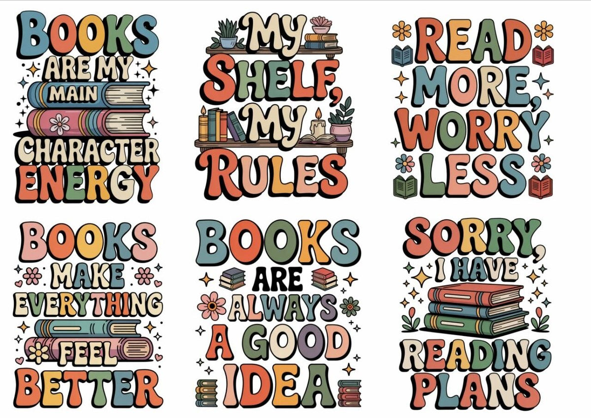 Books Quotes - Press N Peel Stickers (UV DTF) Size A6