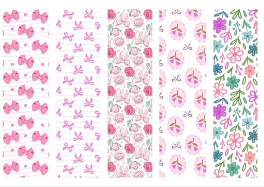 Bow Cherry Flower- Mini Bookmarks - Press N Peel Stickers (UV DTF) Size A6