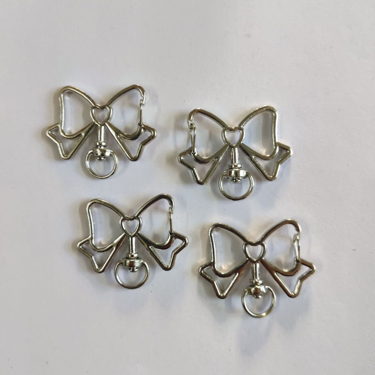 Bow - Swivel Clasp Keyring (Silver)