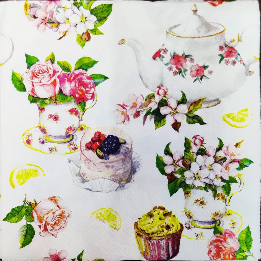 Flowers / Tea / Cake ( German Napkins Tissues )