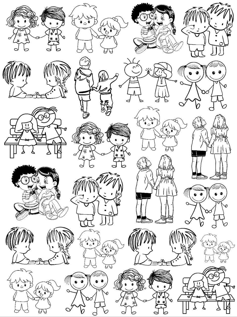Brother Sister Doodle Clipart (Instant Transfer Sheet) Raksha Bandhan elements