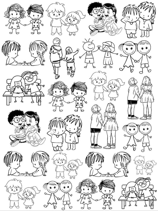 Brother Sister Doodle Clipart (Instant Transfer Sheet) Raksha Bandhan elements
