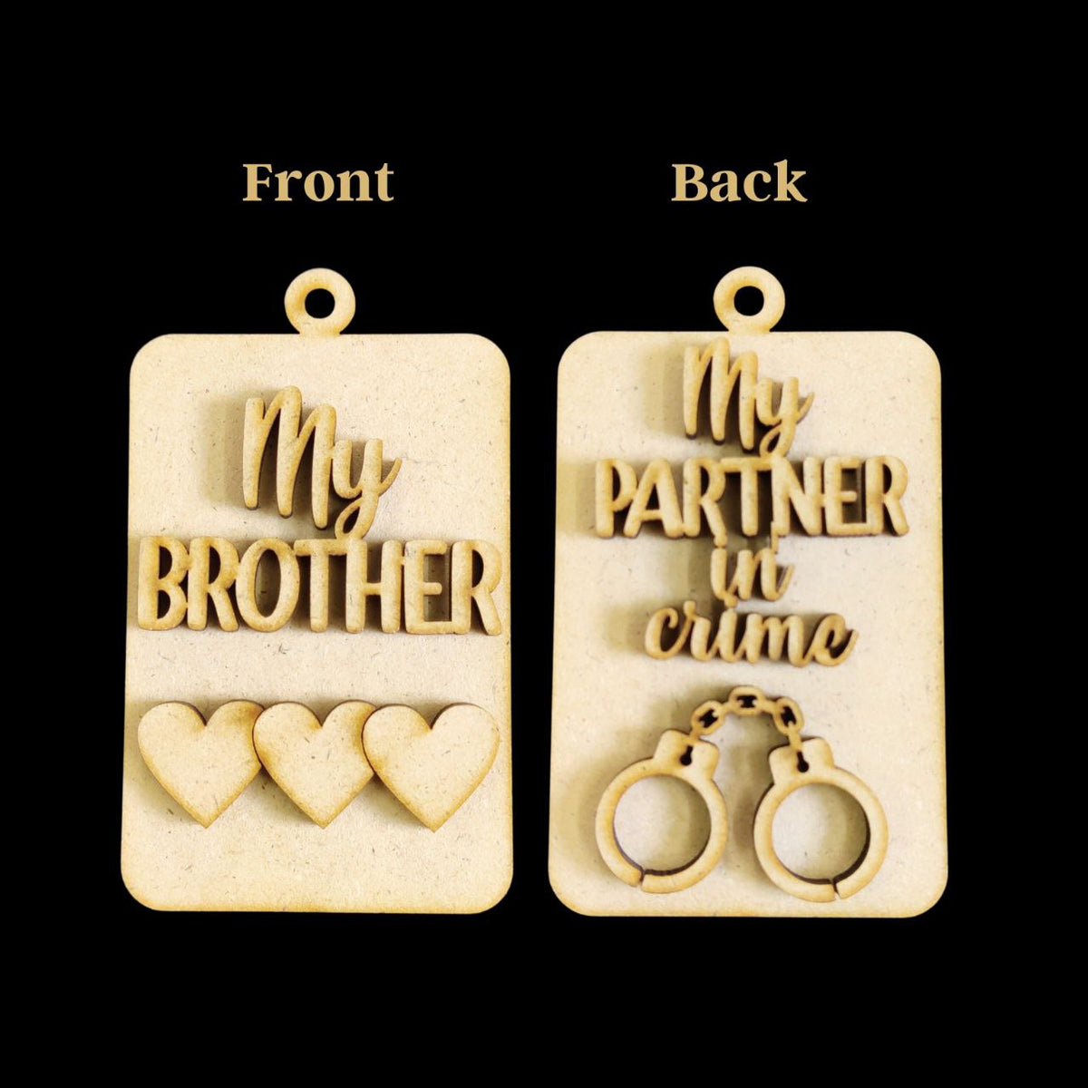Brother Sister -Front back (MDF Keychain base - Raksha Bandhan) 1