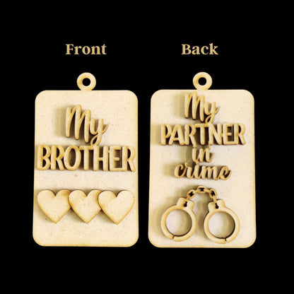Brother Sister -Front back (MDF Keychain base - Raksha Bandhan) 1