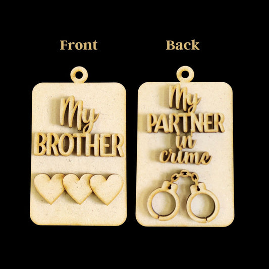 Brother Sister -Front back (MDF Keychain base - Raksha Bandhan) 1