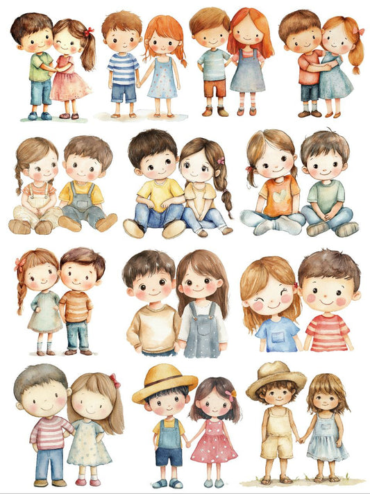 Brother Sister Love - Digital Colour Pencil 1 (Instant Transfer Sheet) Raksha Bandhan elements