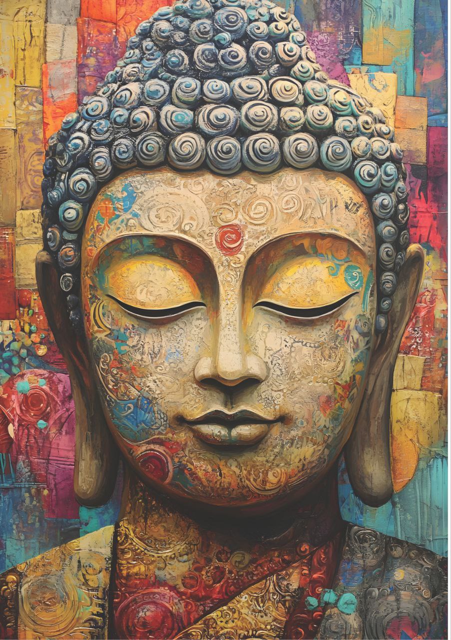 Buddha Colourful Art (Full Size - Decoupage Paper)