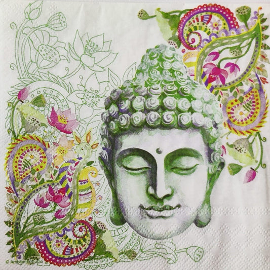 Buddha Face (green) ( German Napkins Tissues )