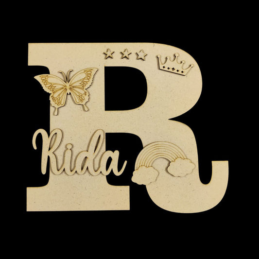 Butterfly Girl - Personalised ( MDF Embellishment Monogram )