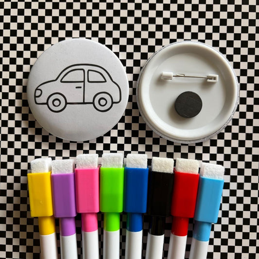 Car - Color & Wipe Badge cum Fridge Magnet Kit