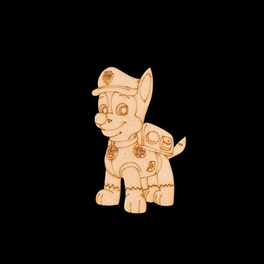 Chase - Paw Patrol (MDF Lasercut Premarked Colouring Base)