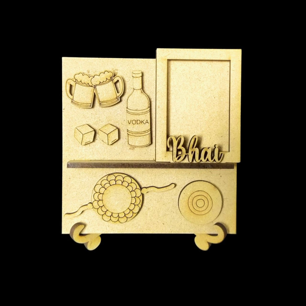 Cheers Bhai - Miniature Photo Fridge Magnet Base & Desk Stand - MDF