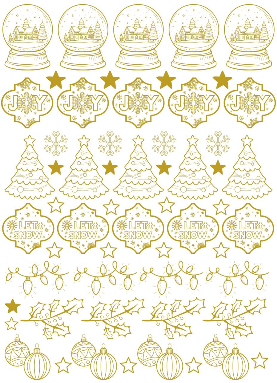 Christmas Elements Metallic Gold Colour (Instant Transfer Sheet)