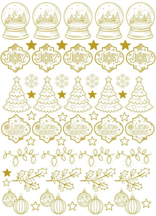 Christmas Elements Metallic Gold Colour (Instant Transfer Sheet)