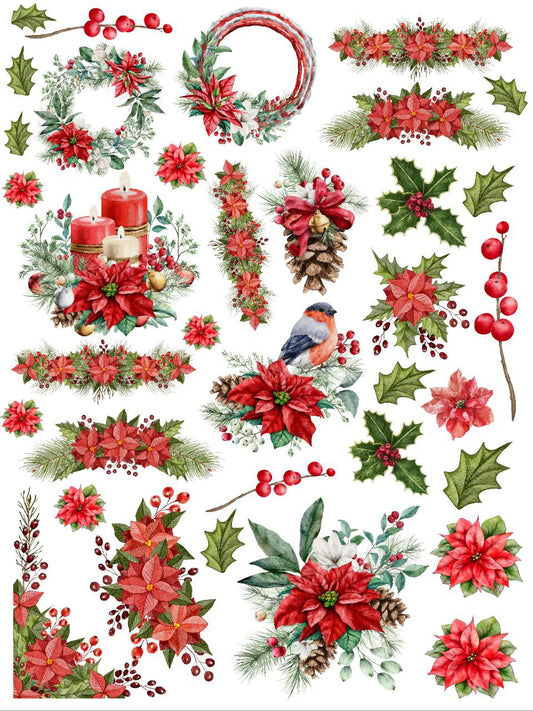 Christmas Holly Leaves n berries (Instant Transfer Sheet)