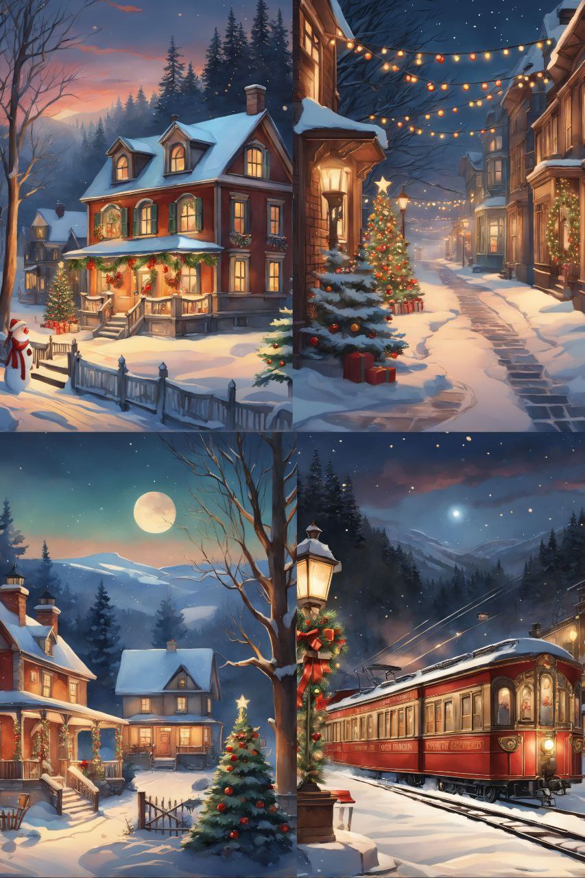 Christmas Postcard - 4in1 (Christmas - Decoupage paper)