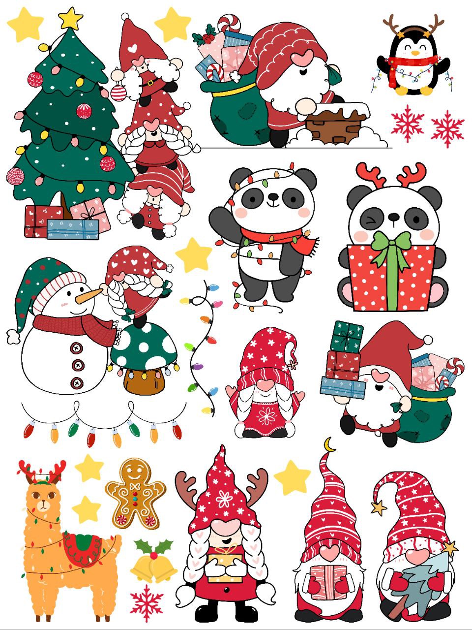 Cute Christmas elements - stickers (Instant Transfer Sheet)