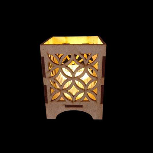 Circles & Diamond (MDF -Lasercut Tealight Lantern) Festive