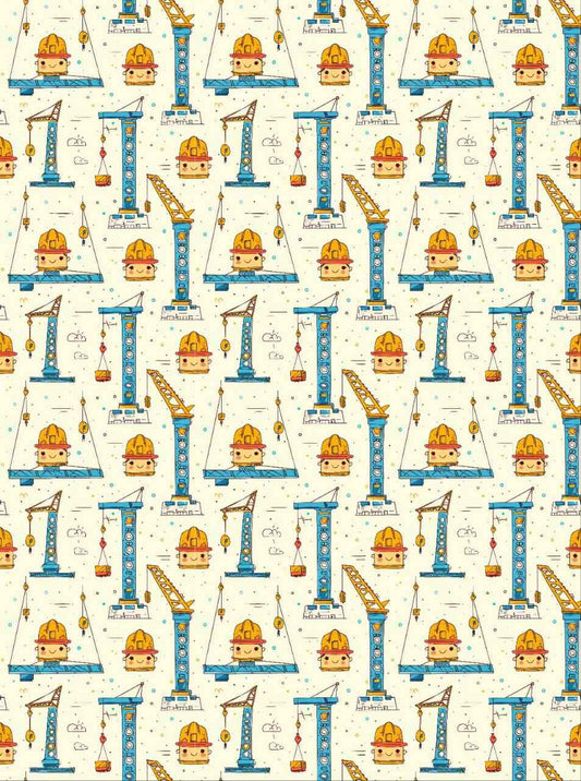 Construction Worker Cute - Seamless Pattern (Decoupage Paper)