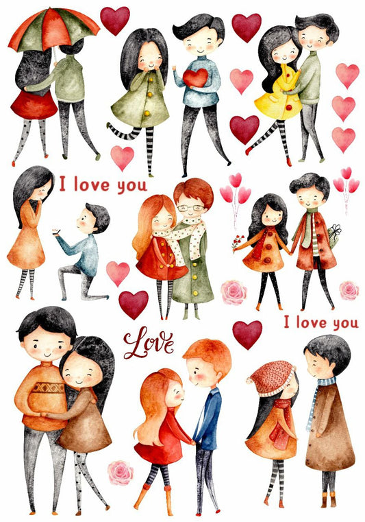 Couples in Love ( Instant Transfer Sheets - Valentine's )