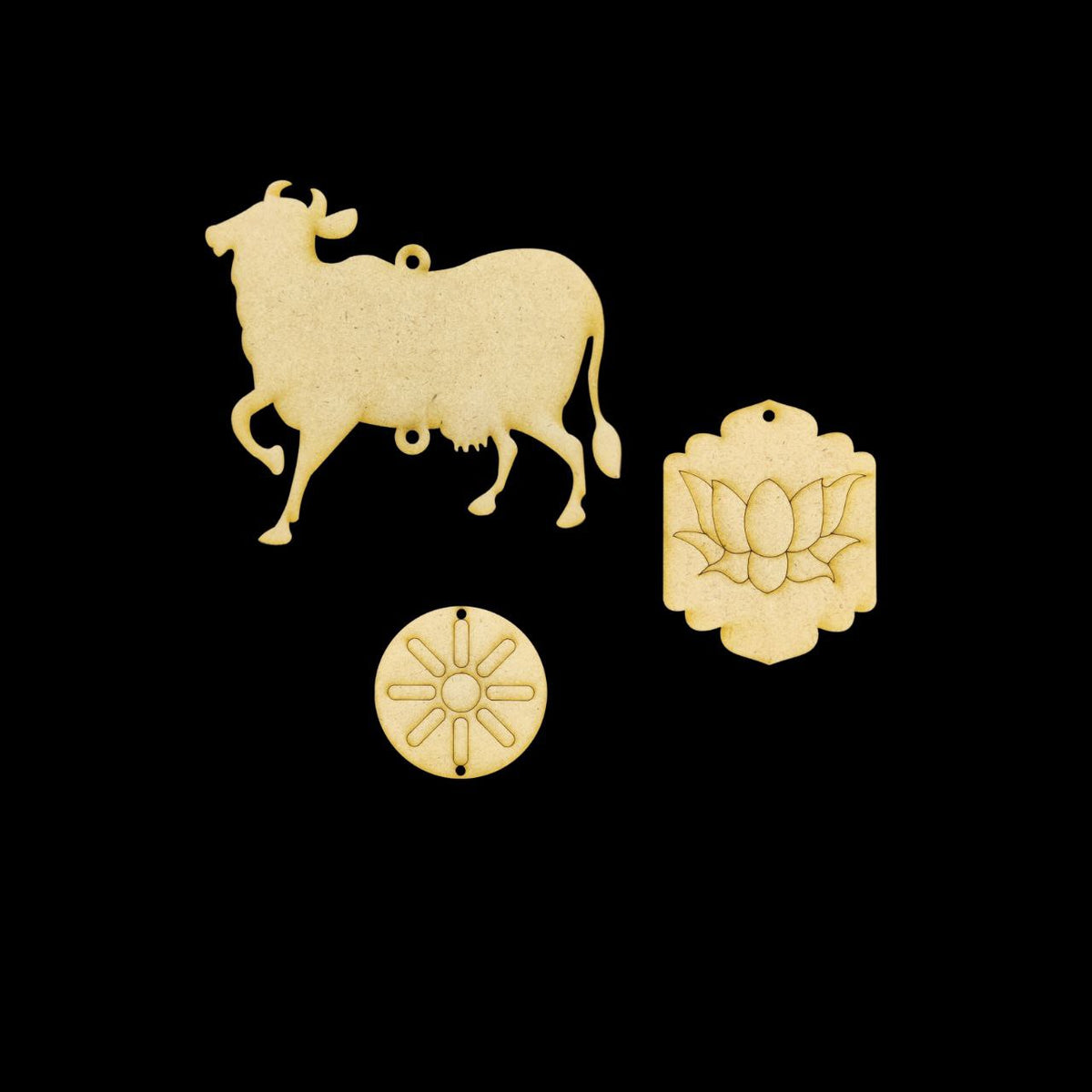 Cow Lotus Pichwai Art (MDF Wall - Car Dangler - Folk Art)