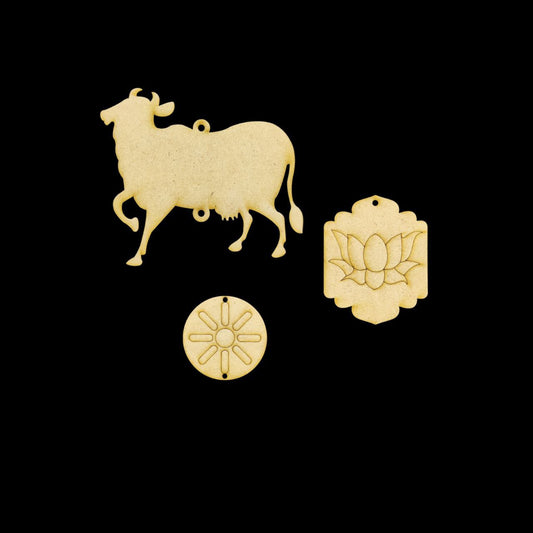 Cow Lotus Pichwai Art (MDF Wall - Car Dangler - Folk Art)