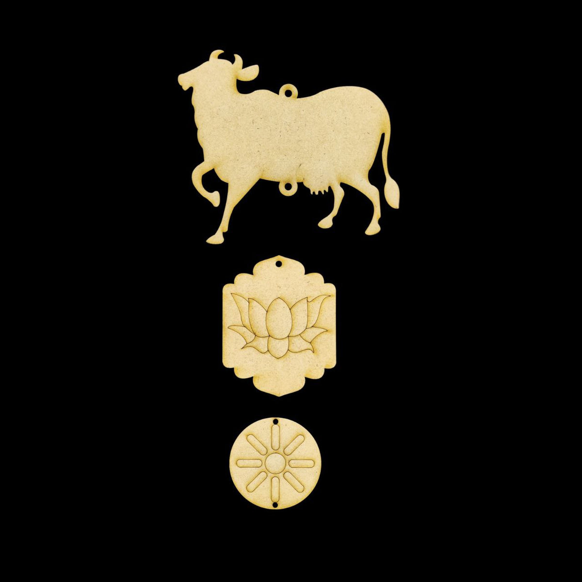 Cow Lotus Pichwai Art (MDF Wall - Car Dangler - Folk Art)