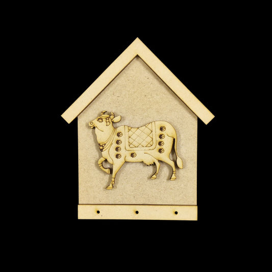 Cow Pichwai Folk Art - House (MDF Keyholder)