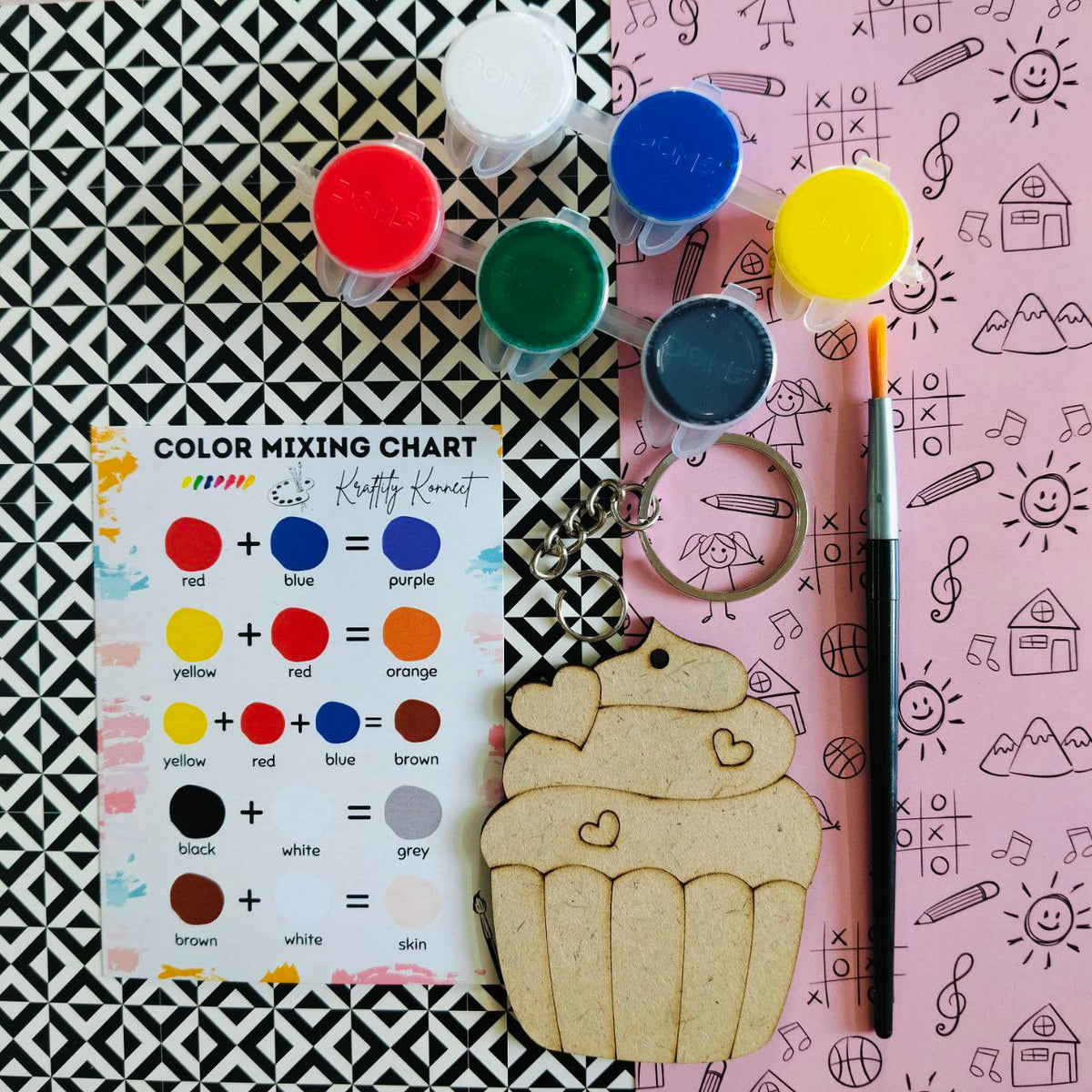Cupcake hearts (DIY Keychain Kit For Kids - MDF)