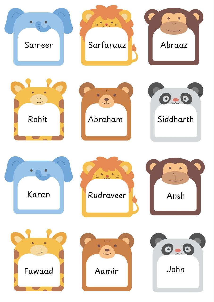 Cute Animals - Personalised DTF Press n Peel Stickers (A6) 12 Names