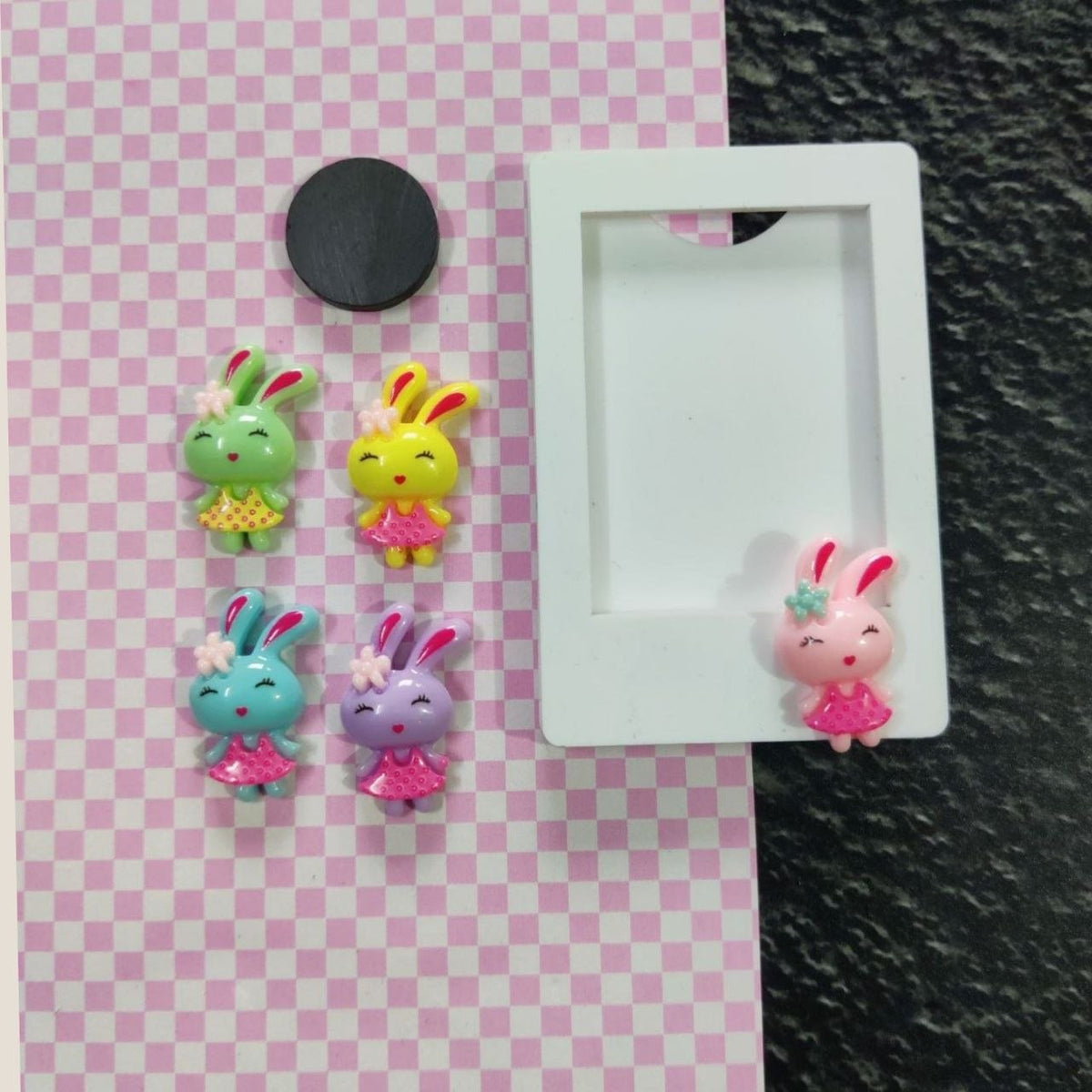 Cute Bunny - Mini Acrylic Photo Frame Fridge Magnet Kit