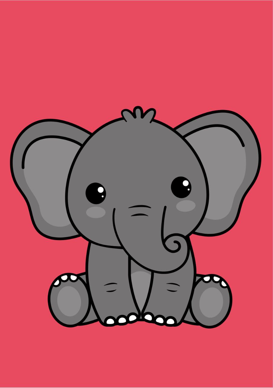 Cute Cartoon Elephant (Decoupage Paper)