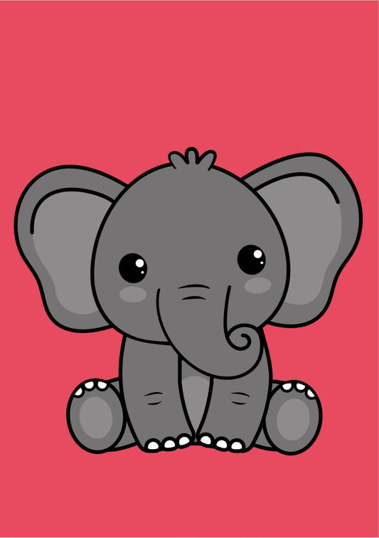 Cute Cartoon Elephant (Decoupage Paper)