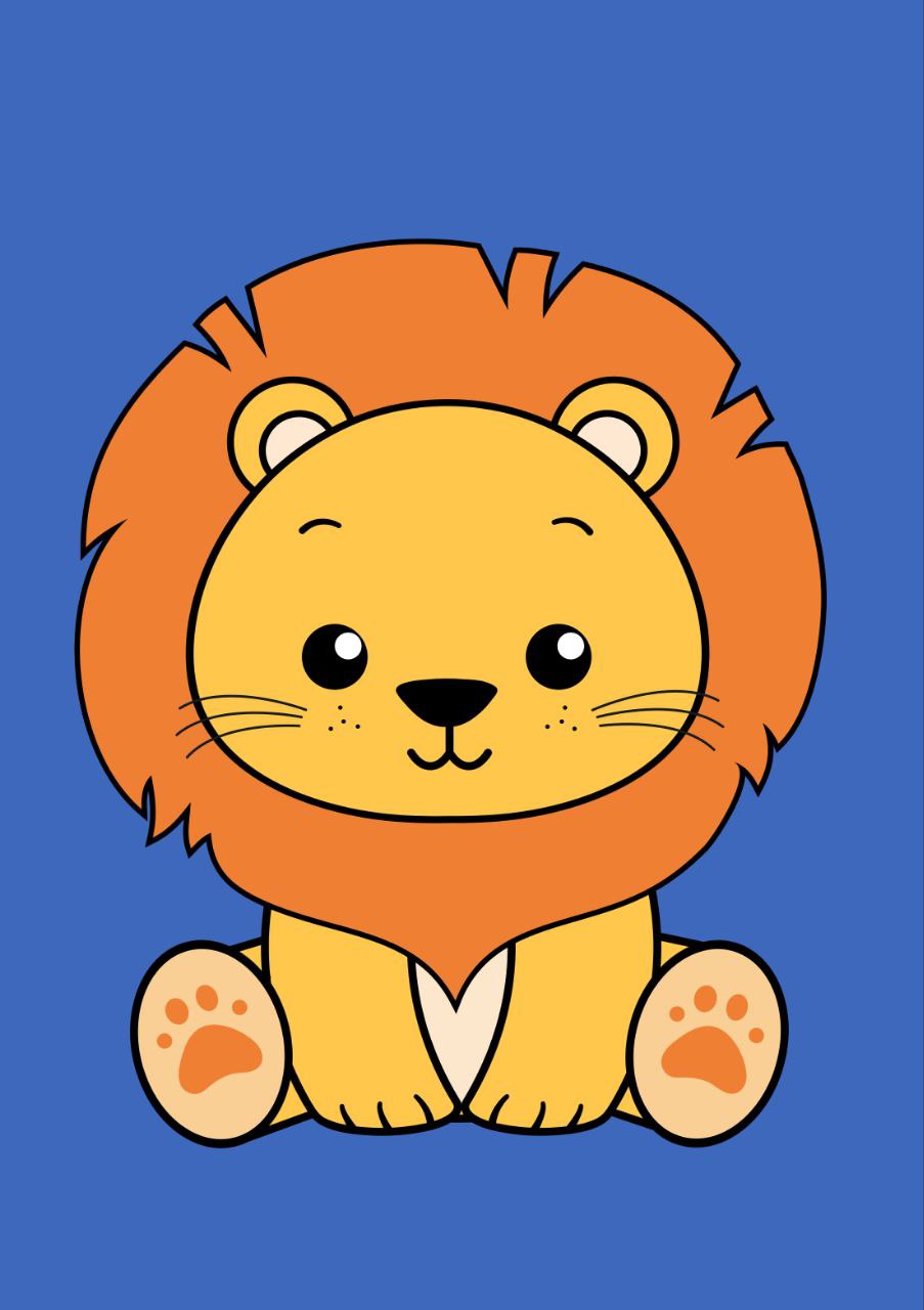 Cute Cartoon Lion (Decoupage Paper)