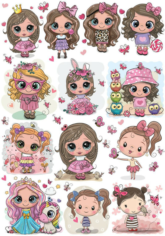 Cute Dolly Girls ( Instant Transfer Sheets )