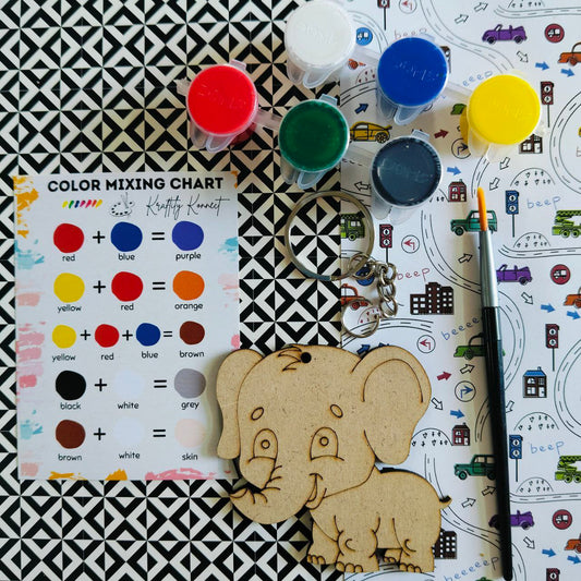 Cute Elephant (DIY Keychain Kit For Kids - MDF)