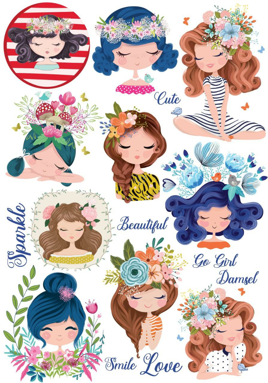 Cute Girls Dreaming ( Instant Transfer Sheets )