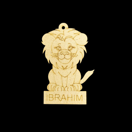 Cute Lion (Personalised Bag Dangler - Keychain base MDF)DIY kids Collection