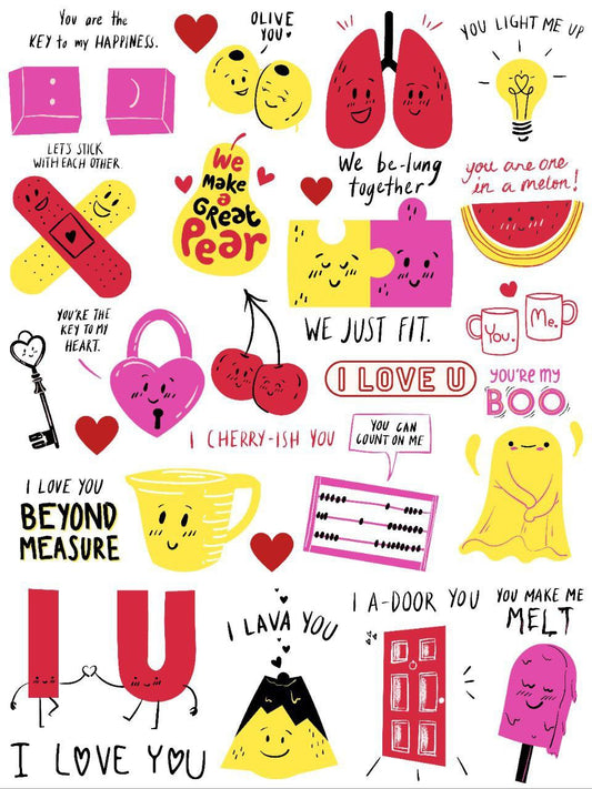 Cute Love Puns 2 (Instant Transfer Sheet) Valentine's