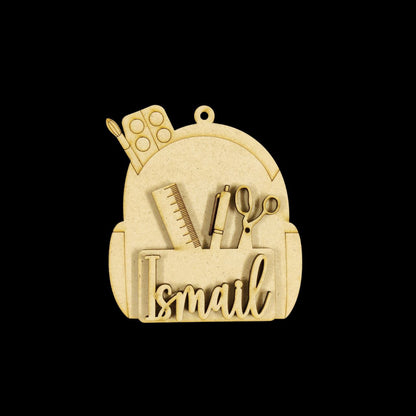 Cute Mini School Backpack (MDF Bag Dangler - Keychain Base ) Personalised