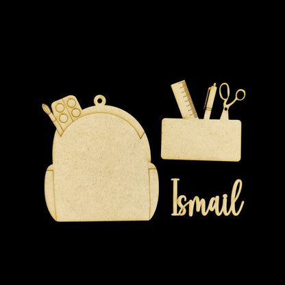 Cute Mini School Backpack (MDF Bag Dangler - Keychain Base ) Personalised