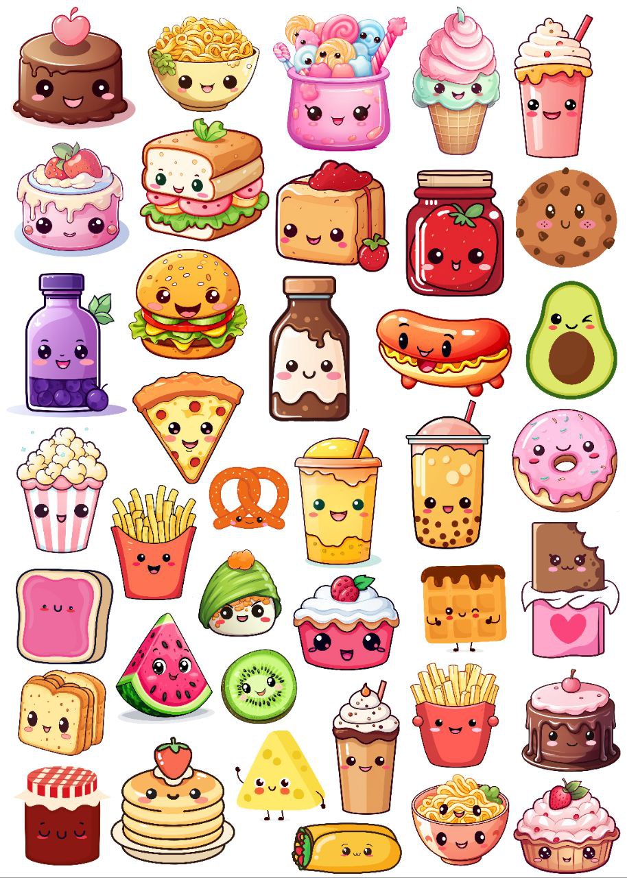Cute Snacks and Munchies (Instant Transfer Sheet)