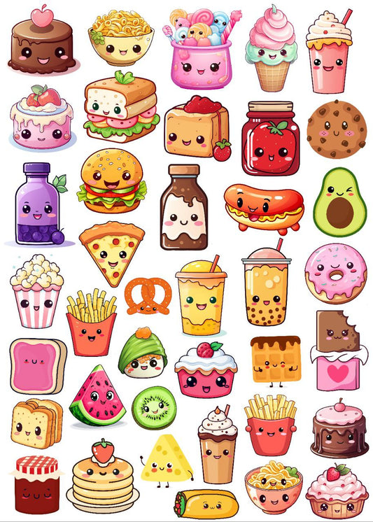 Cute Snacks and Munchies (Instant Transfer Sheet)