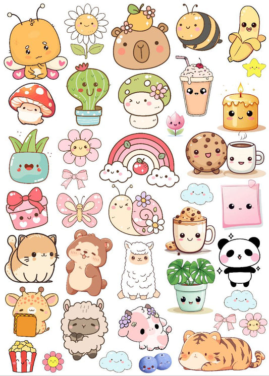 Cute Sticker Elements for Kids (Instant Transfer Sheet)