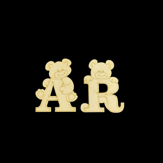 Cute Teddy Monogram (MDF Lasercut Personalised) Kids